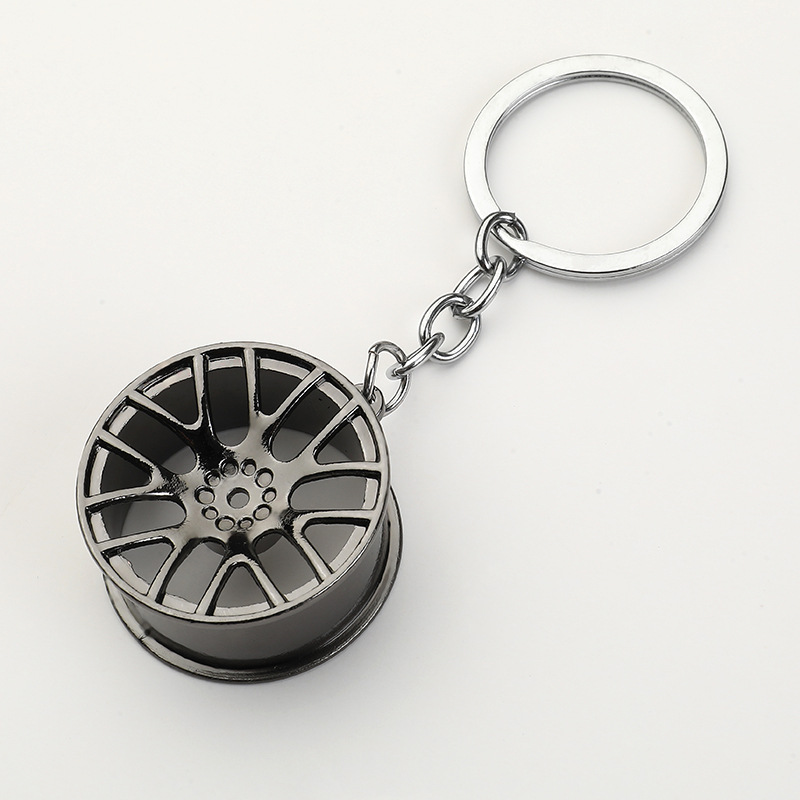 Zinc alloy Material Direct Sales Car Modification Fittings Small Gift Men's Metal Wheel Hub Pendant Wholesale Wheel Hub Keychain