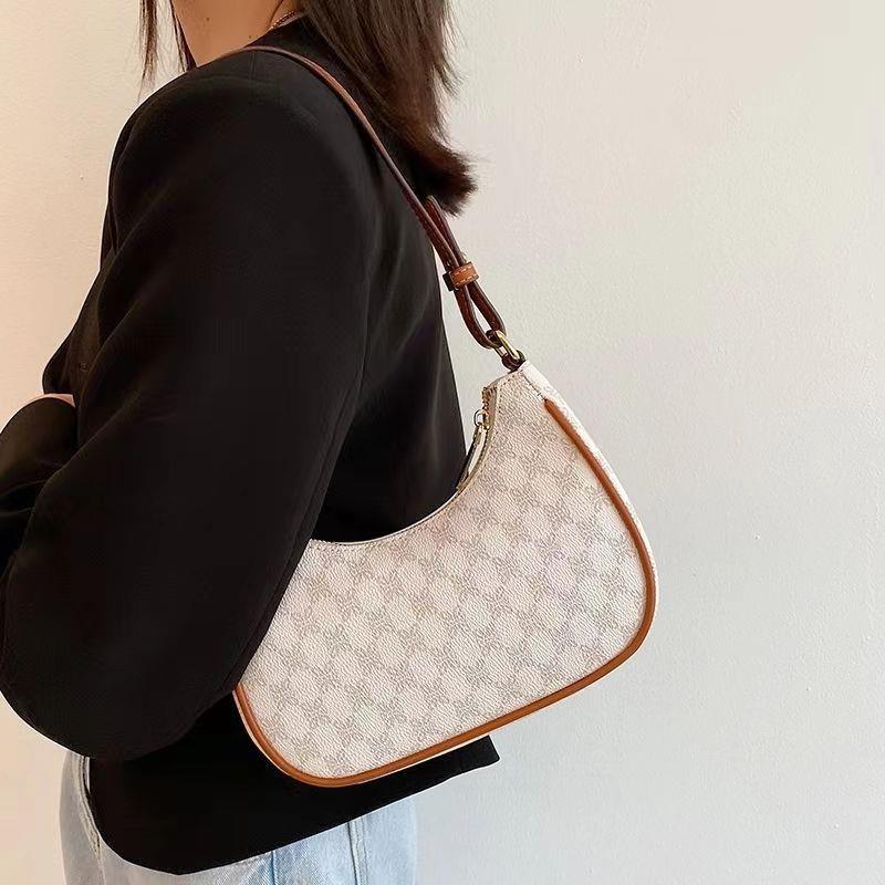 Modische Damen Schultertasche In Halbmondform Mit Jacquard Muster_voghion.com
