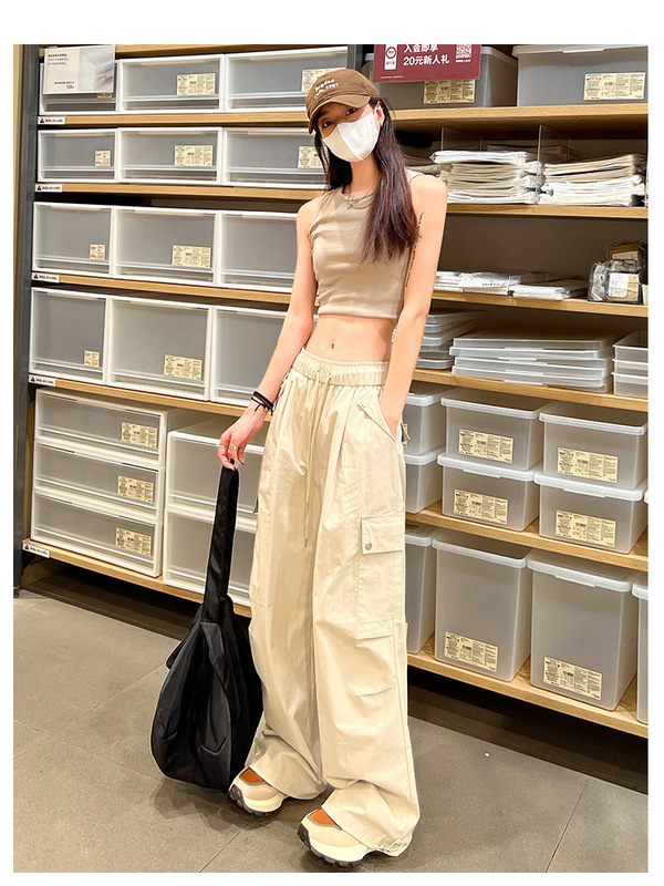 哥家商场同款女装2025夏季速干工装裤女夏季冰丝束脚裤运动裤|undefined