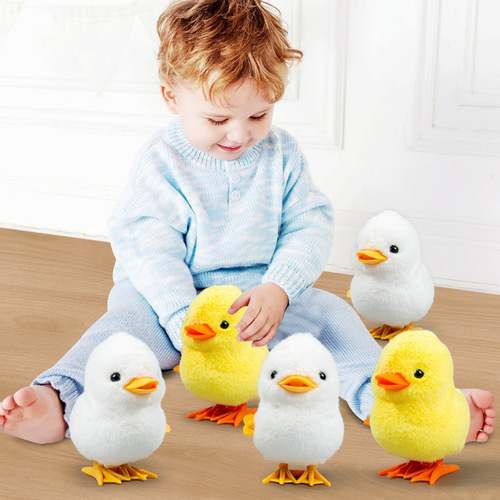 Wind-up duck toy cartoon simulation plush jumping duck wind-up small animal nostalgic toy after 8090