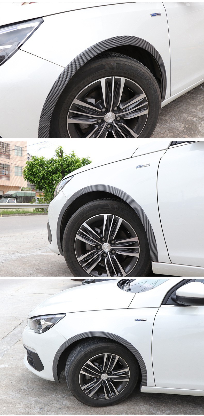 Car Modification Universal Wide-Body Wheel Arch Carbon Fiber Anti-Scratch Sticker Decorative Rubber Wheel Arch Anti-Scratch Strip Car Anti-Collision Strip