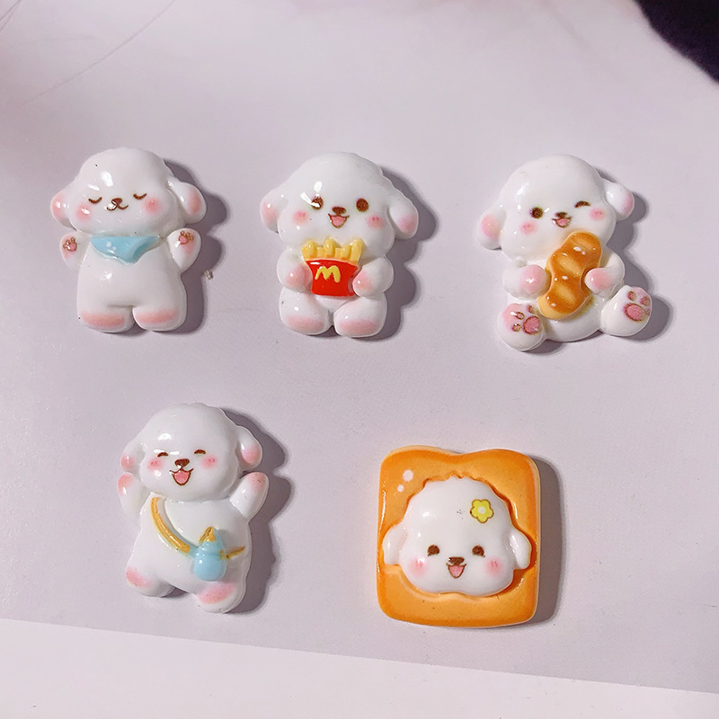 Niños interesantes papas fritas perros hechos a mano DIY adornos congeladores pegamento de crema accesorios accesorios de resina accesorios accesorios materiales de joyería al por mayor