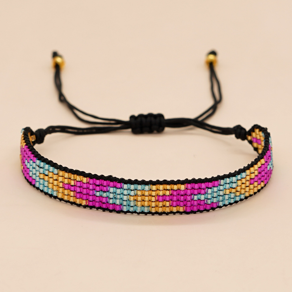 1 Piece Bohemian Color Block Rhombus glass Seed Bead rope Womenu0027S Bracelets