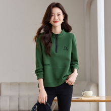 时尚休闲卫衣2025春季新款女装韩版刺绣宽松拉链半高领短款上衣