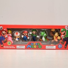 跨境6款超级玛丽手办SuperMario马里奥耀西盒装公仔摆件游戏周边