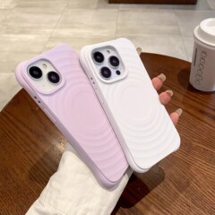 iPhone16promax 波状磁気液体シリコーン携帯電話ケース Apple 15 四隅落下防止保護カバーに適しています。