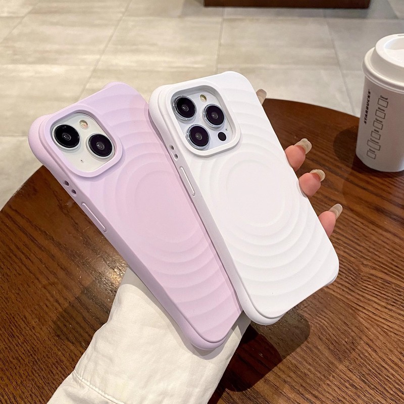 iPhone16promax 波状磁気液体シリコーン携帯電話ケース Apple 15 四隅落下防止保護カバーに適しています。|undefined