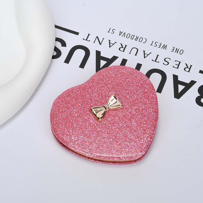 Espejo pequeño de amor de alto valor con mini dormitorio de estudiante espejo plegable de doble cara espejo de maquillaje portátil redondo