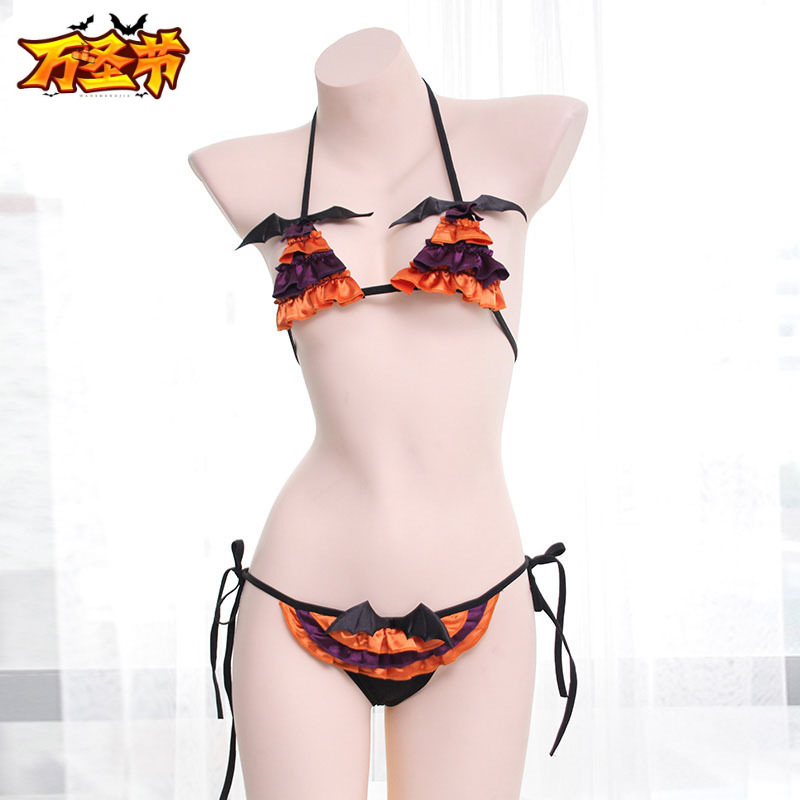 Sexy lingerie set Halloween little devil girl costume sexy lace-up pajamas women's bikini S0403