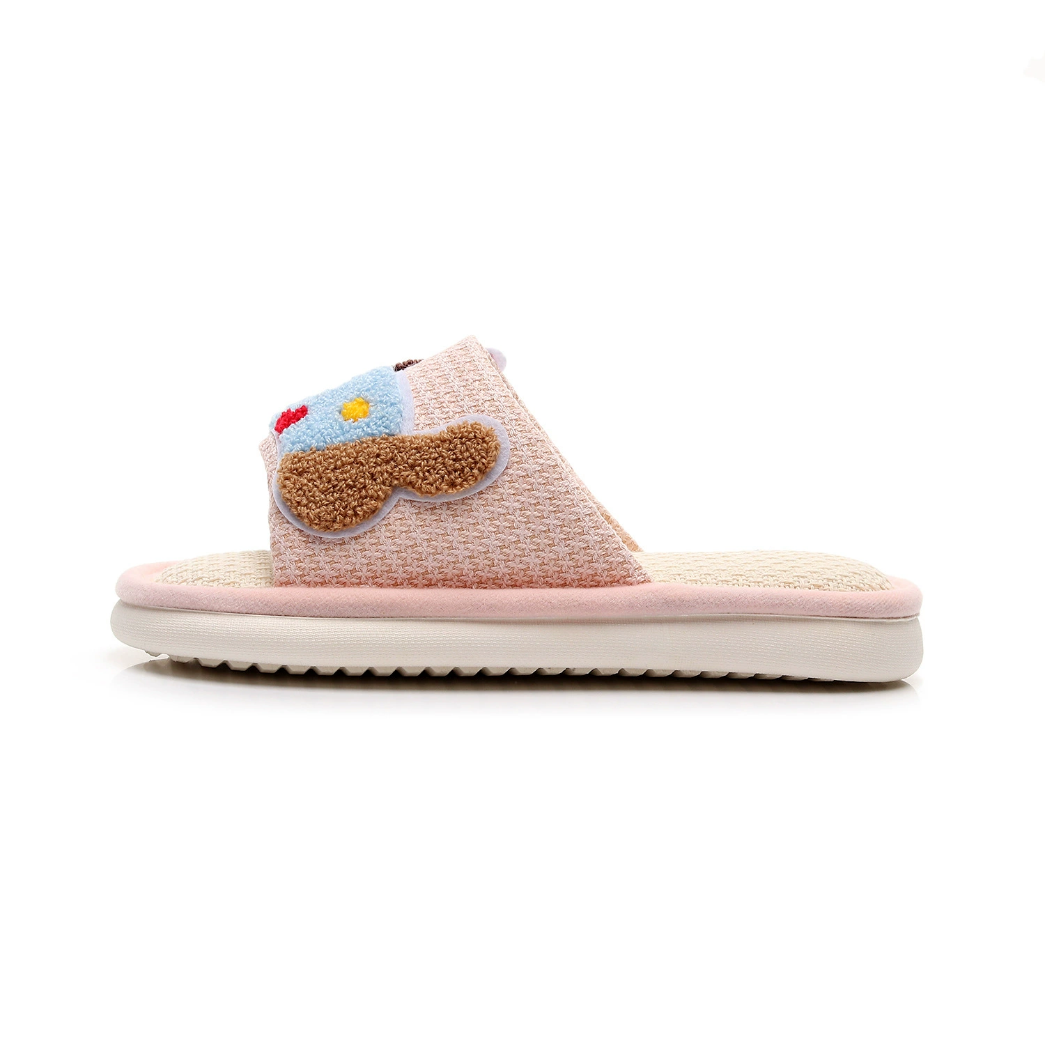 Маленькая красная книга сломана дышащая толстая подошва льняная тапочки женский милый щенок в помещении противоскользящие тапочки