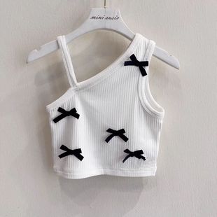 Summer New Girls' Bow Sweet Camisole Baby Girl Irregular Sleeveless Personality 0214A022