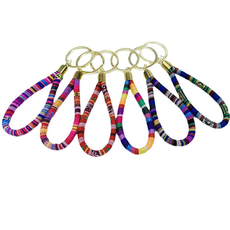 Cross-border Ethnic Style Keychain Pendant Bohemian Fabric Wristband Personalized Car Bag Accessories Small Gifts