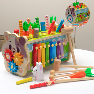Children's Magnetic Insect Catching Game, Baby Fishing Toy, Whack-A-Mole, Knocking Table, Gear Walking, Educational Early Education