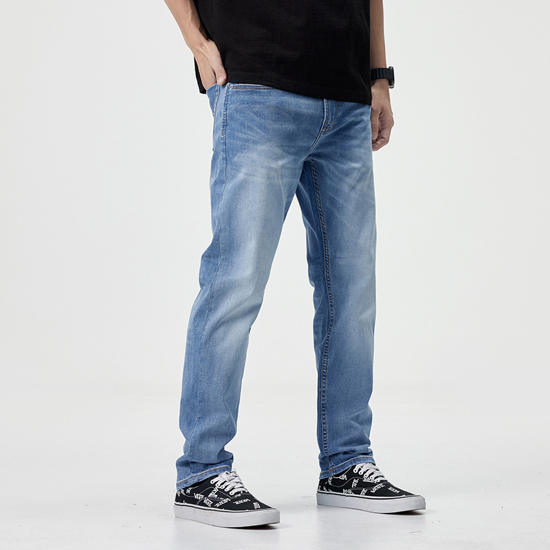 European Style Denim New Simple Jeans Men's European and American Casual Trousers Slim Straight Youth Stretch Pants Men European Style Denim New Simple Jeans Men's European and American Casual Trousers Slim Straight Youth Stretch Pants Men
