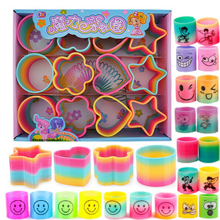 National Day Hot Sale Smiling Face Rainbow Circle Wholesale Children's Educational Spring Toy Cartoon Stacking Circle Kindergarten Small Gift
