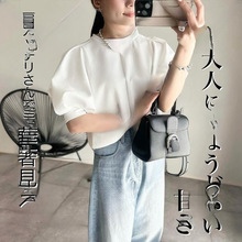 现货日系2024夏季新款圆领灯笼袖上衣