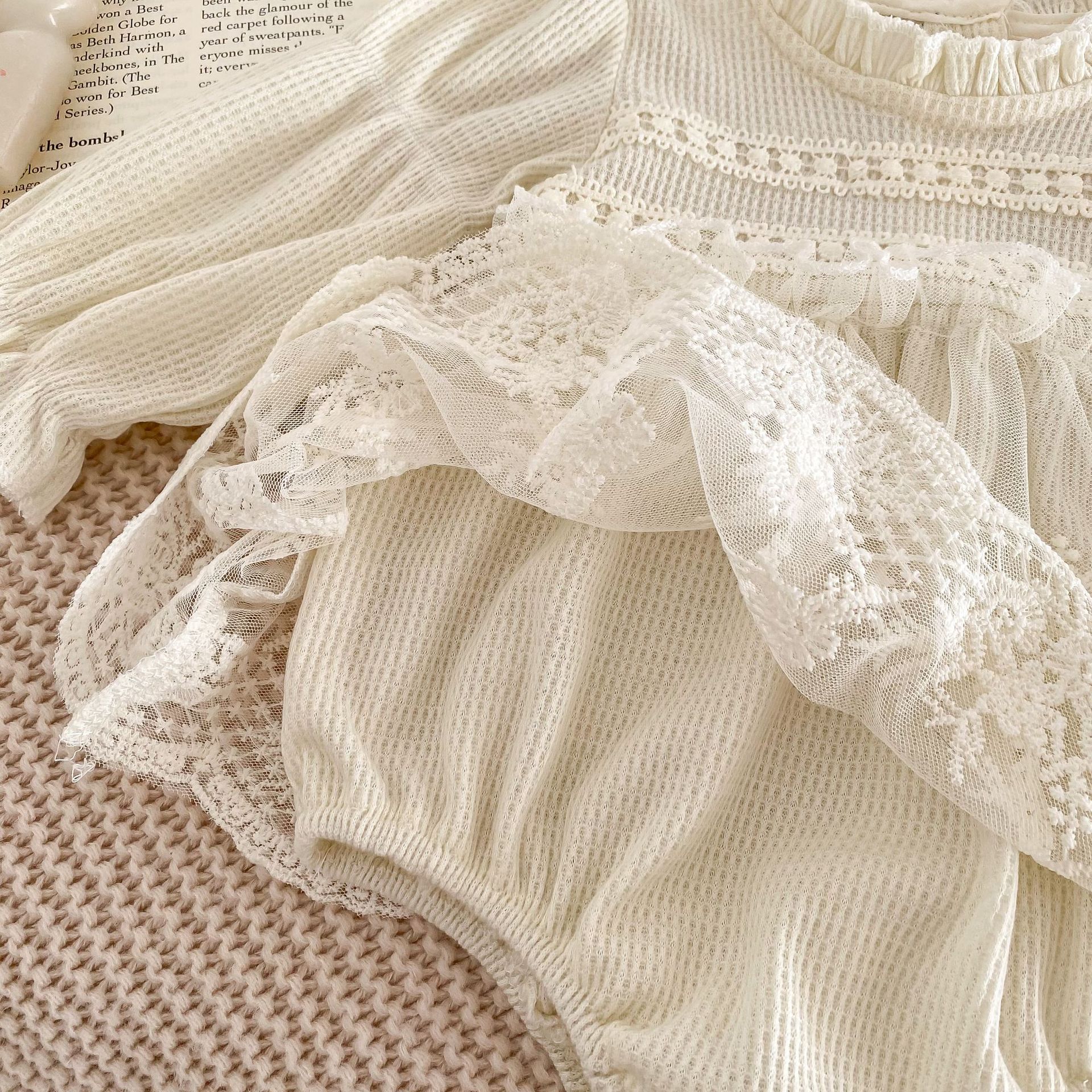 Mameluco de Primavera y Otoño para Bebé Niña, Mono con Encaje Elegante para Recién Nacida, Vestido de Princesa para Gatear