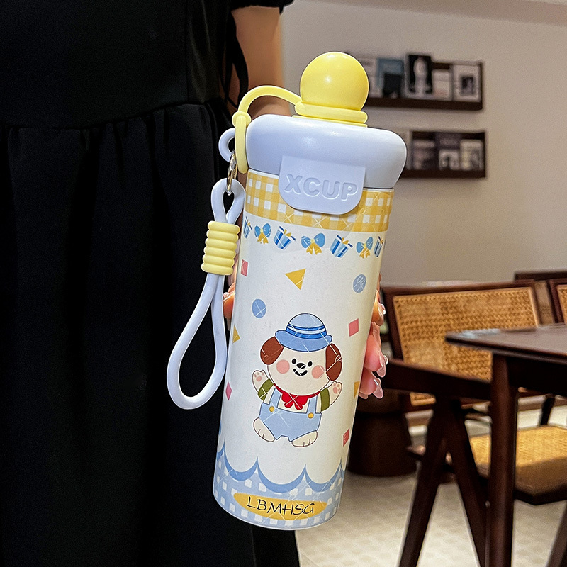 高颜值浮球保温杯大容量316不锈钢咖啡杯女生可爱便携户外手提杯|undefined