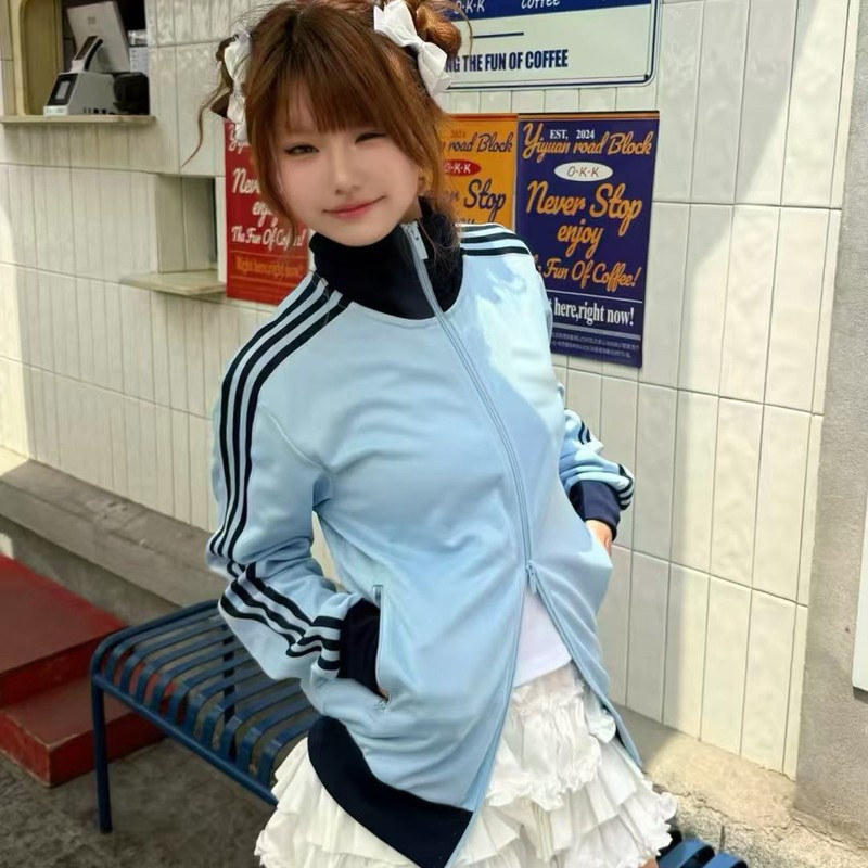 2025春季网红经典男女三叶刺绣运动外套立领开衫休闲卫衣2521|undefined