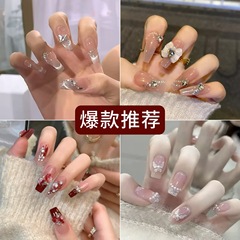 ウェアラブルネイル、ミディアムレングスマニキュアパッチ、フェイクネイル、取り外し可能なネイルパッチ、ネットセレブ人気ウェアラブルネイル、ウェアラブルネイル