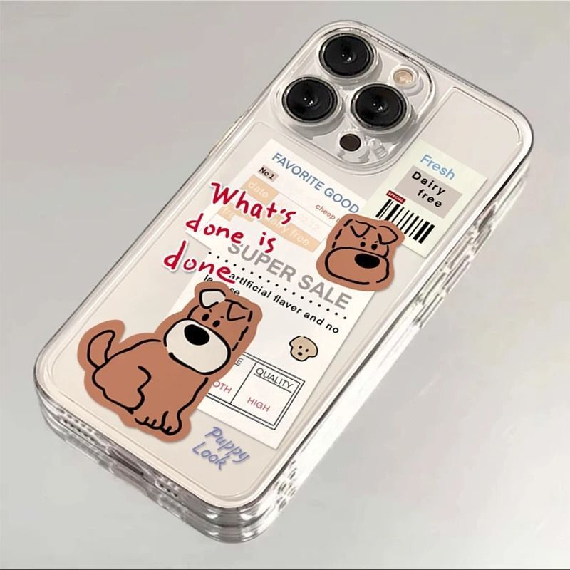 Label Sticker Brown Dog Suitable for Apple 17Promax Mobile Phone Case Iphone16 Trendy 15 Cute 13 Soft Shell