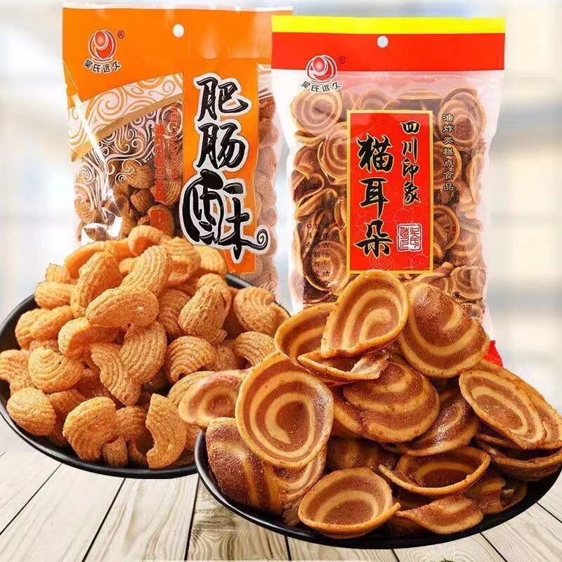 Sichuan Wu Shi Yuanjiu cat ears fat sausage crisp bean flavor pot spicy childhood nostalgic snack big bag wholesale
