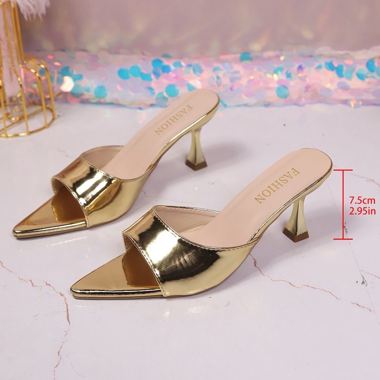 Qadın stiletto yüksək dabanlı sandal, nazik kəmərli ayaqqabı