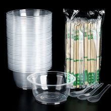 一次性碗筷加厚塑料碗打包外卖快餐盒带盖家用小饭盒圆形汤碗批发