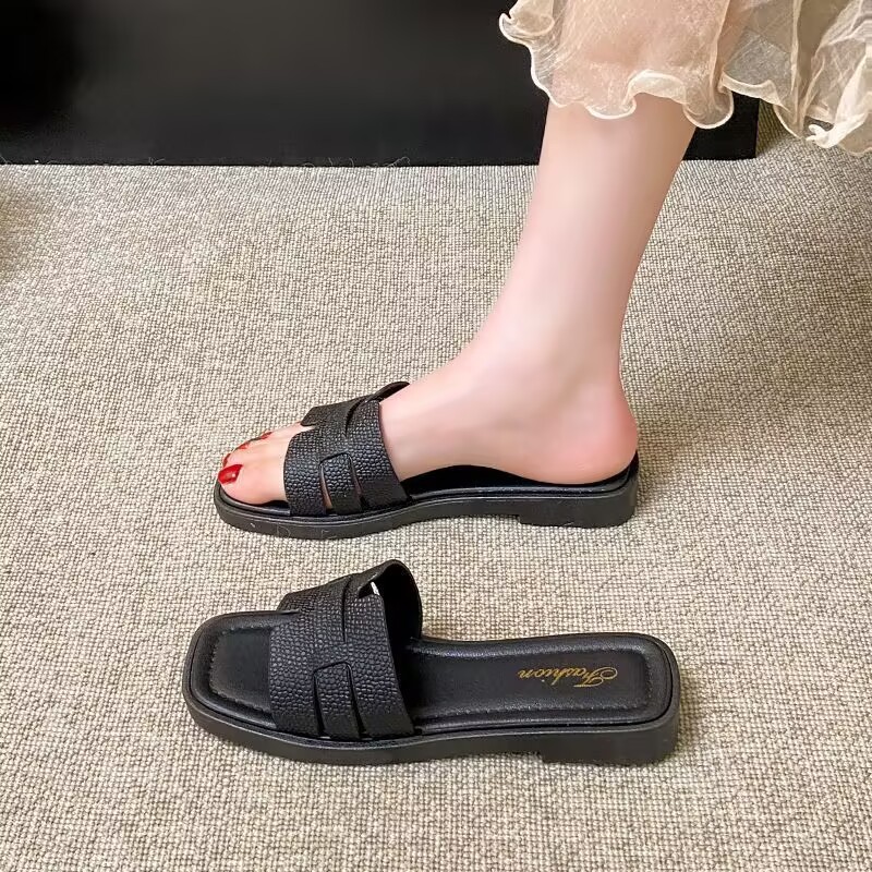 Women's Summer Sandals H-strap Flat Non-slip Fashion Slippers_voghion.com