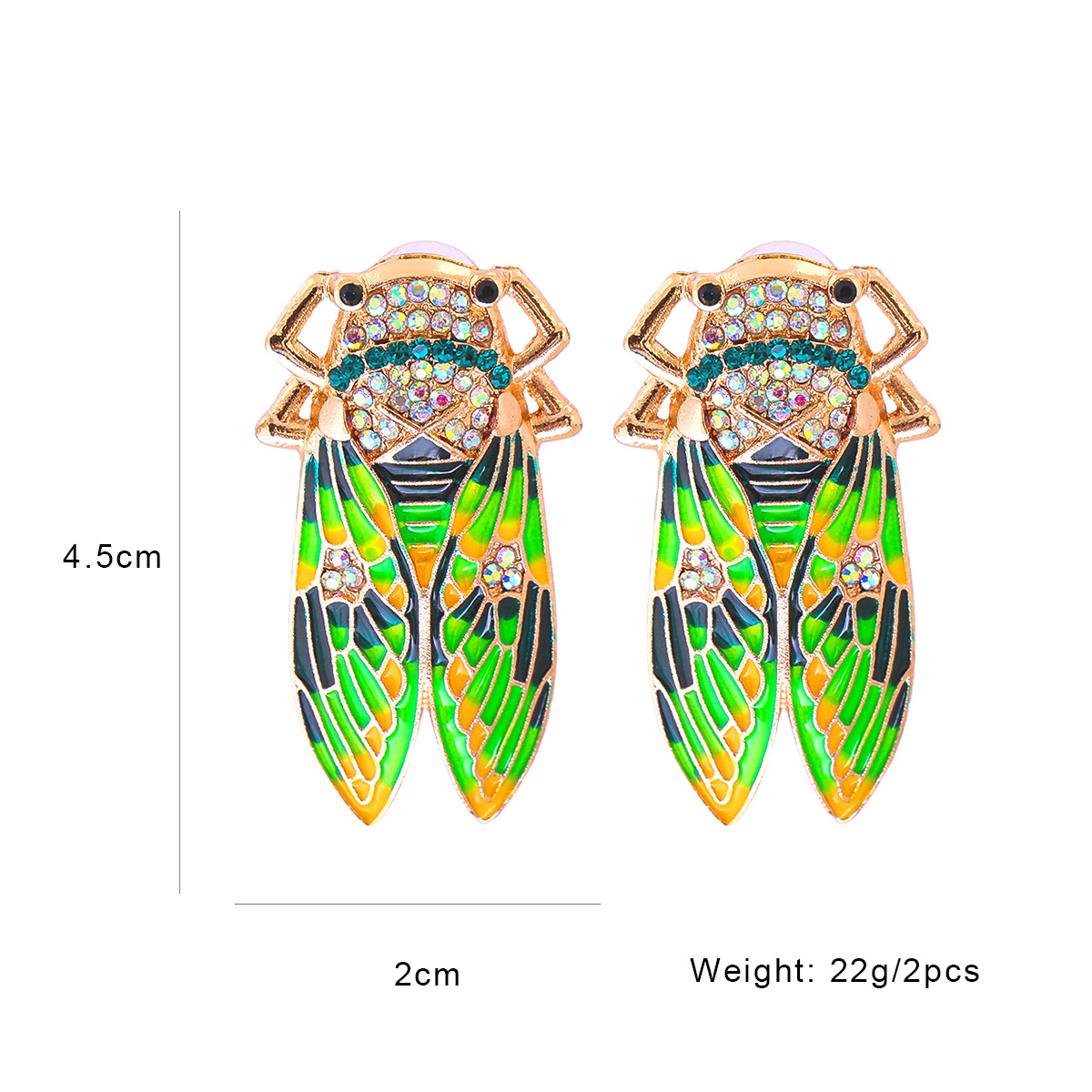 Nihaojewelry Schmuck Großhandel Modefarbe Diamant Insekt Ohrringe display picture 1