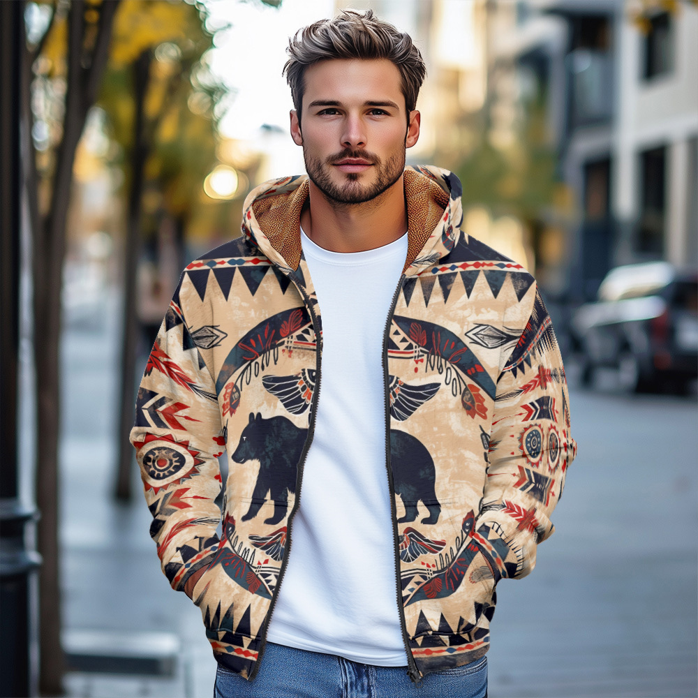 Alta calidad otoño e invierno suéter con capucha para hombre tendencia 3d animal estampado con capucha con cremallera chaqueta MF12