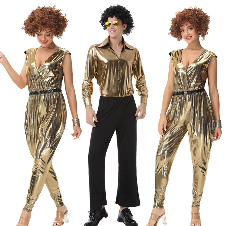 Retro European and American Disco Uniforms for Adults, Men and Women, Couple Uniforms, 70S Retro Disco Stage Performance Clothes, Hip-Hop Retro European and American Disco Uniforms for Adults, Men and Women, Couple Uniforms, 70S Retro Disco Stage Performance Clothes, Hip-Hop