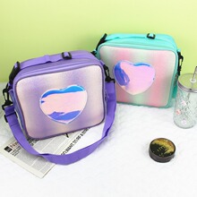 2023新款格利特镭射午餐包彩虹色保温便当包野餐冰包少女单肩包