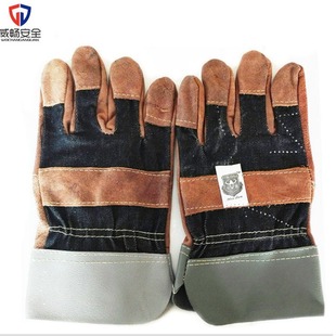 Cow Shield Welding Gloves First Layer Cowhide Short Welder Industrial Labor Protection Half Leather Gloves Wear-Resistant Anti-Slip Durable Workshop