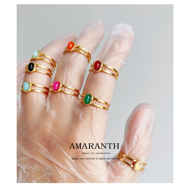 Fashion Geometric Titanium Steel Inlay Zircon Open Ring 1 Piece