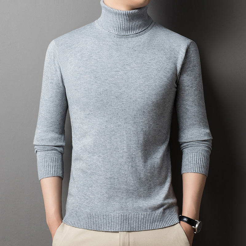 2024 Main Autumn and Winter Collection: High-Neck Sweater, Solid Color Basic Style, Young Men's Knitwear, Men's Sweater, One-Piece Wholesale, Long-Sleeve