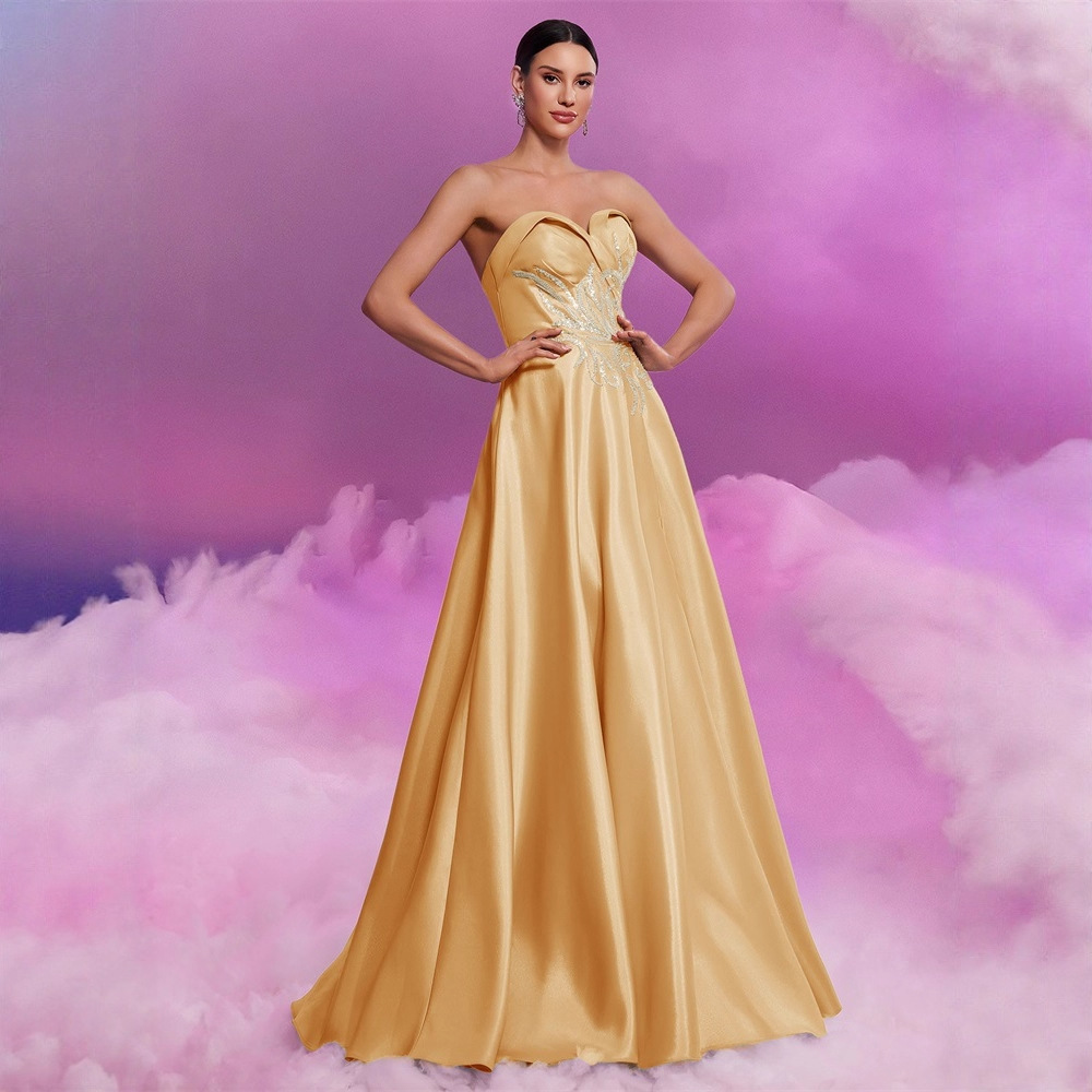 Cross-Border European and American Sexy Tube Top Appliqué Formal Host Bridesmaid Evening Dress Elegant Slim Cocktail Evening Dress