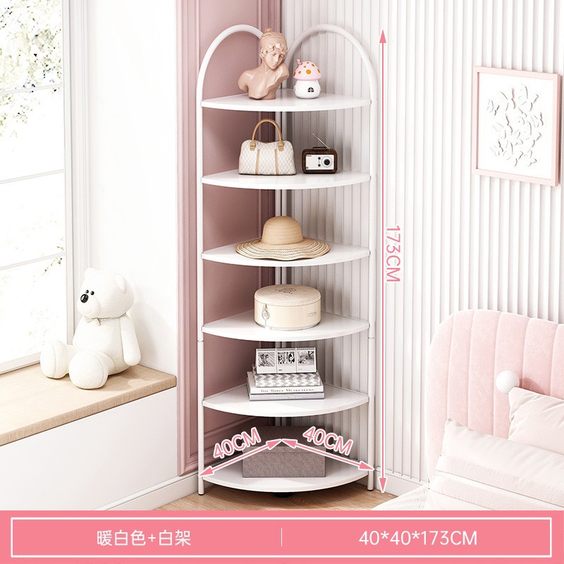 Estantería piso hogar sala de estar simple estante de almacenamiento esquina estantería integrada pared multi-capa Esquina de almacenamiento de hierro rack