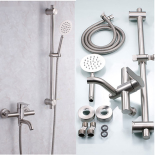 304 Stainless Steel Brushed Swing Straight Mouth Curved Mouth Concealed Mixing Valve Bathroom Hot and Cold Bathtub Faucet Set