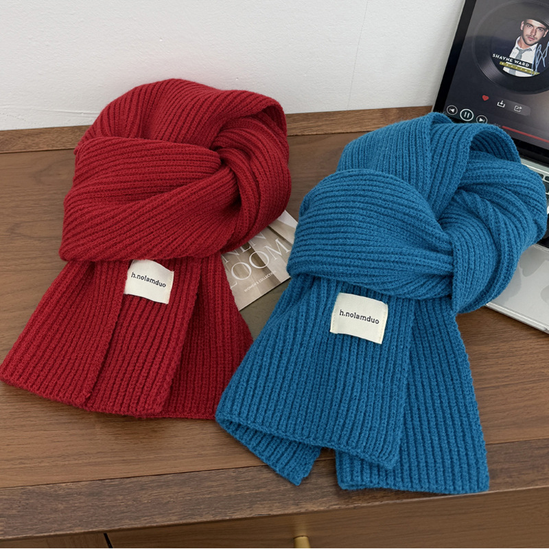 北极绒蓝色围巾女冬季红色秋冬圣诞韩系氛围感针织毛线保暖围脖男