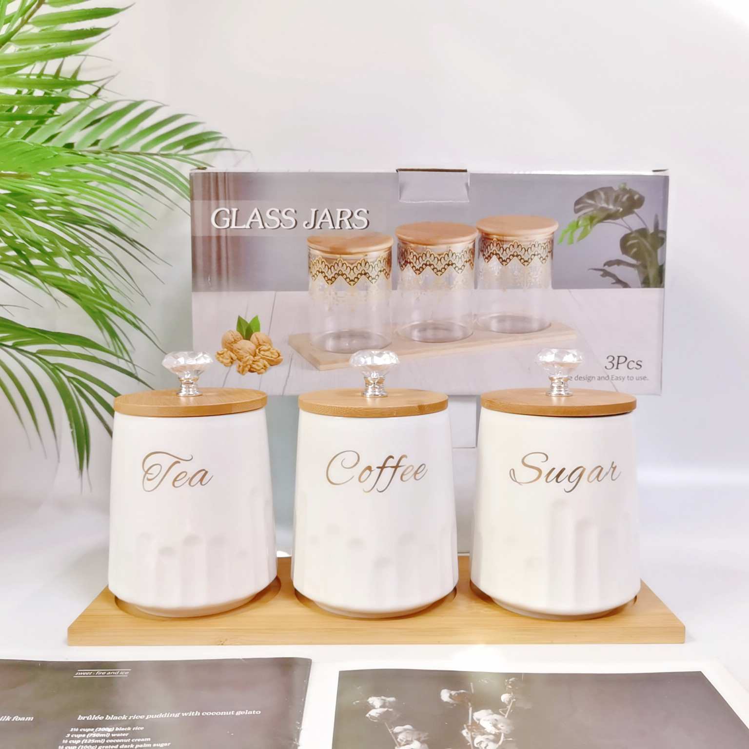 Exportación transfronteriza cerámica sellado tarro traje cocina condimento tarro multi-grano almacenamiento tarro café tarro de té tarro de azúcar