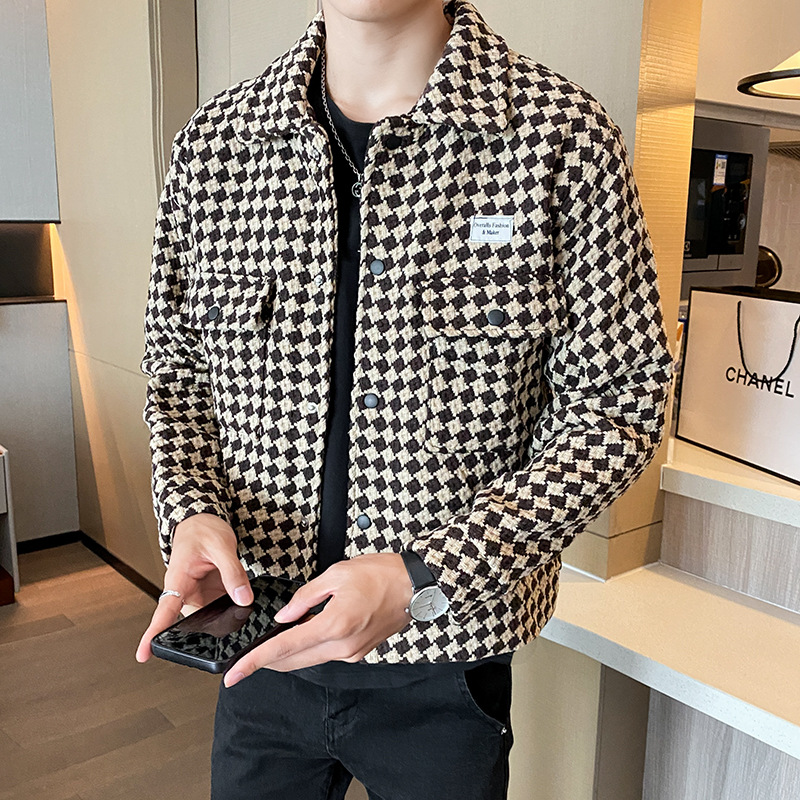 Nuovo casual 2023 per la versione coreana, e bel top da uomo, abbigliamento autunnale alla moda, indossando una giacca con risvolto_voghion.com