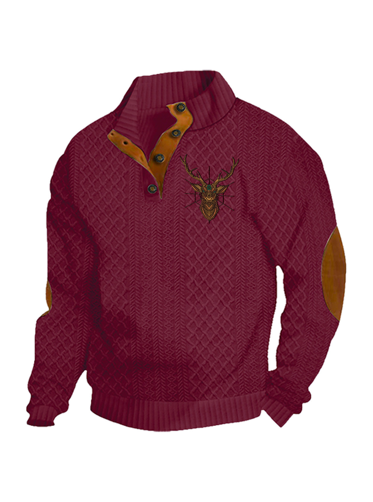 Transfronterizos Amazon otoño invierno caliente tamaño europeo para hombres al aire libre imitación de cuello de manga larga impresa hoodie de tres botones