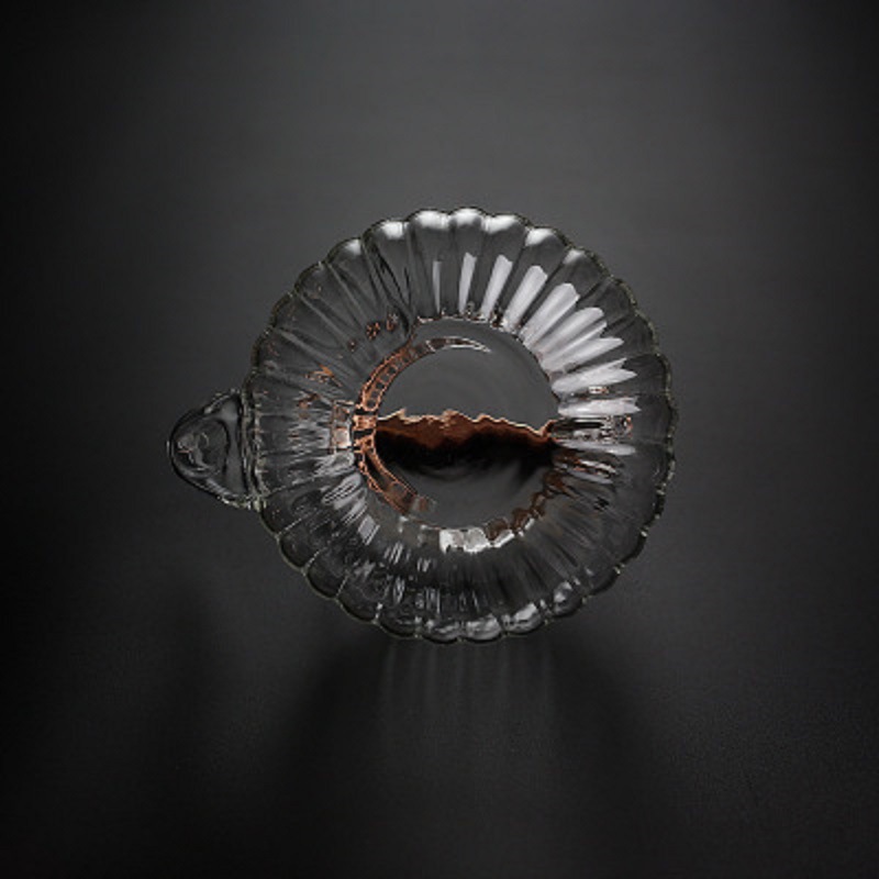 Pétalo de rayas hervidor de agua de estilo japonés cabeza de grúa crisantemo pétalo de vidrio de borosilicato de cobre mango de viga olla flor tetera té