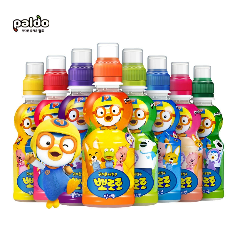 Южная Корея импортировала Pororo Po Lele Детский фруктовый напиток Бутылка Baolu Po Le Po Фруктовый сок напиток оптом