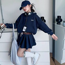 女童秋装卫衣裙套装新款儿童连帽上衣百褶裙时尚秋季学院风两件套