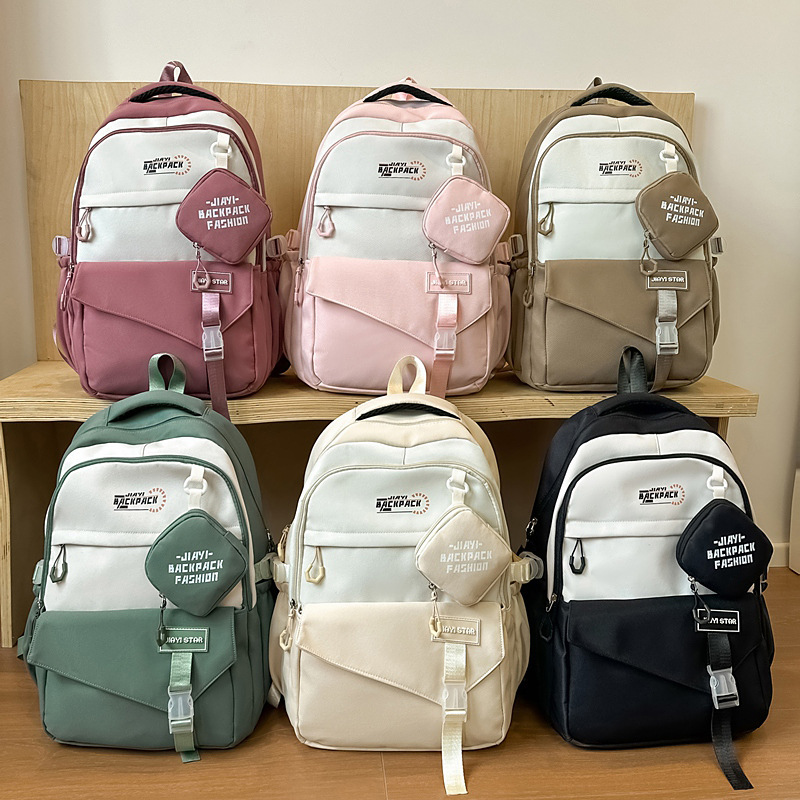 Bolsa de escuela universitaria de color universal, bolsa de viaje de escuela secundaria coreana, mochila de gran capacidad para estudiantes de escuela secundaria masculina.