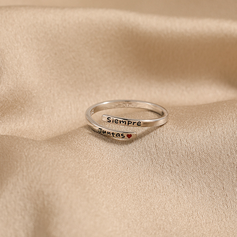 925 Sterling Silver Letter Open Rings display picture 4