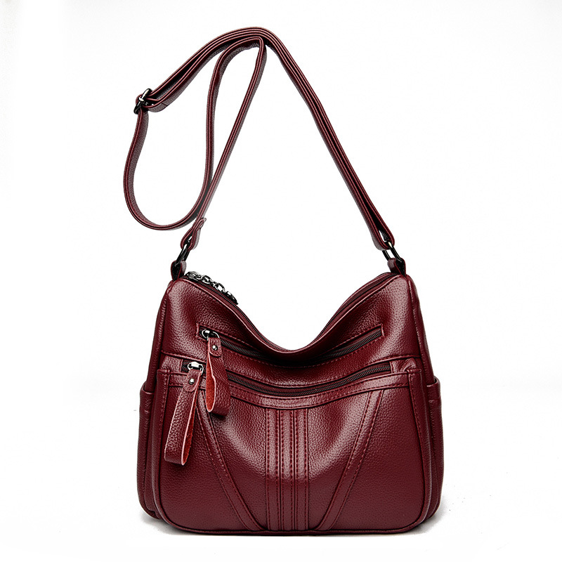 2024 Genuine Leather Women's Bag - Trendy Minimalist Shoulder & Crossbody Bag, Large Capacity Commuter Tote, Contrast Color Crescent Bag - Thumbnail 6