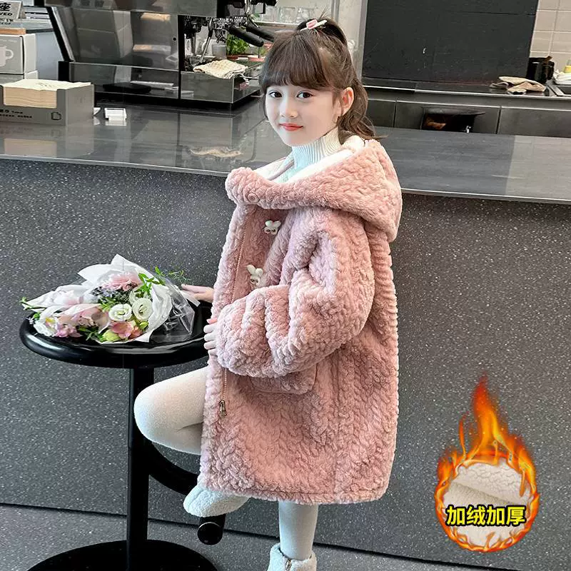 Девушка плюс флисовая куртка новая зимняя одежда для девочек толстый кашемировый свитер для девочек